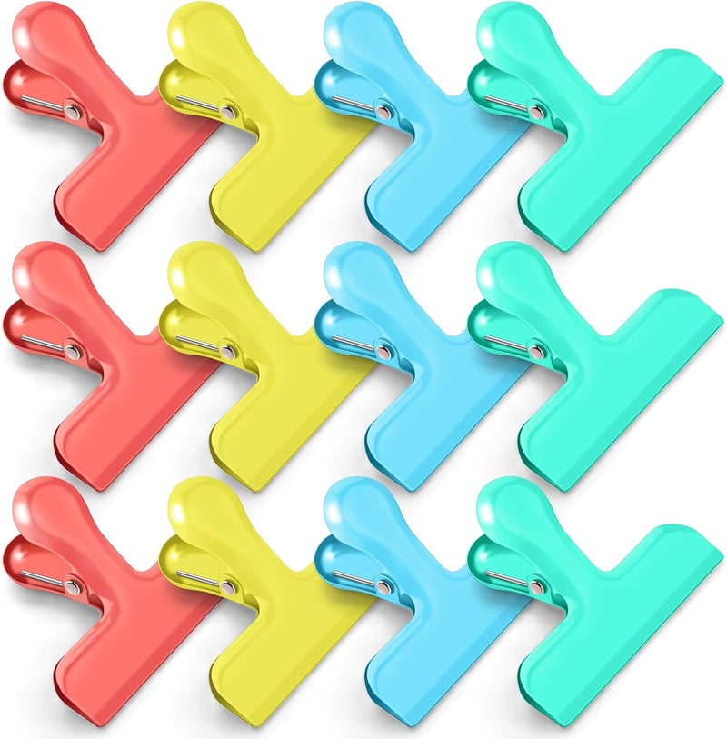 WUDIME Chip Bag Clips, 12 Pack Heavy Duty Chip Clips Food Clip, Air Tight Seal Bag Clipfor Kitchen and Office to Seal Coffee Bags, Paper Sheets(Multi-Color) - Image 1